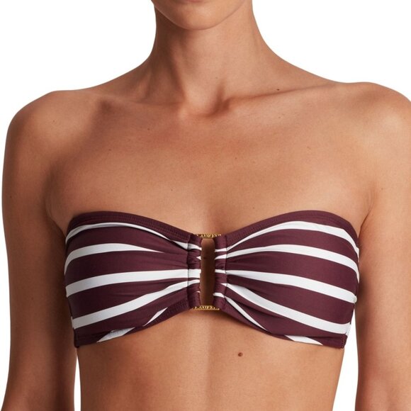 Lauren Ralph Lauren Striped Ring Bandeau Bikini Top - Picture 1 of 9